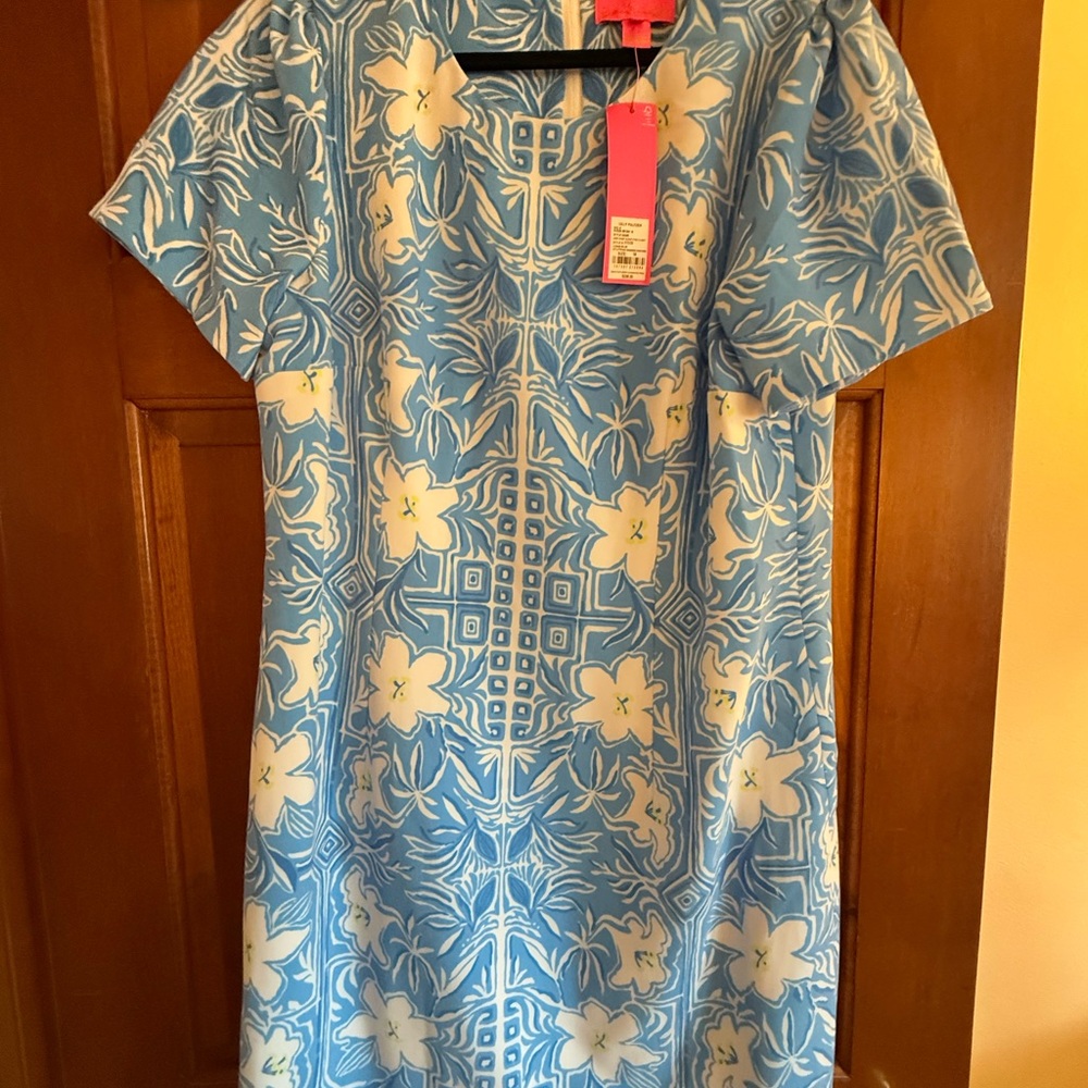Lilly Pulitzer Blue and White Floral Midi Dress